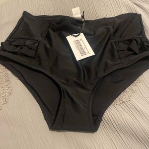 Pour Moi Splash High Wasted Control Brief Swimsuit Bottom with Ruffles